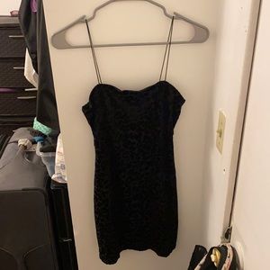 Wild Fable Black Mini Velvet Cheetah Leppard Dress